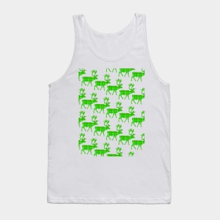 GREEN Plaid Reindeer Ugly Holiday Sweater. Tank Top